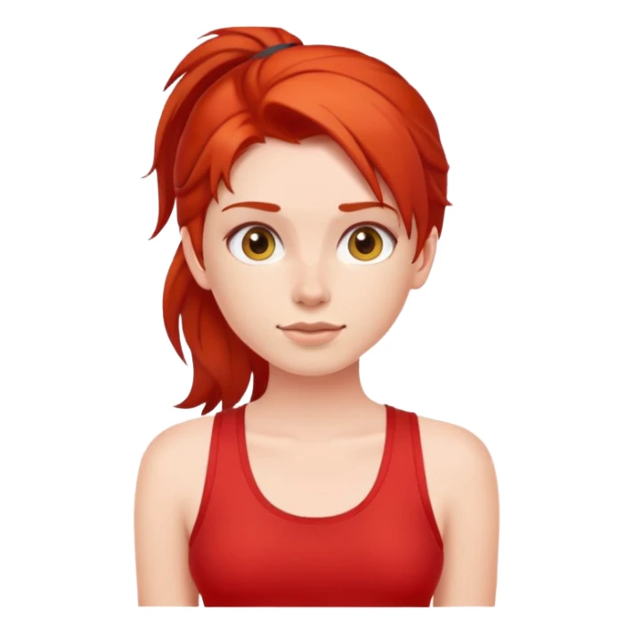 A red-haired girl with fair skin in a red tank top sticker