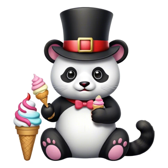 Panda eating ice cream + Cat with tophat + Christmas nutcracker + Cat with tophat + Panda eating ice cream + Panda eating ice cream + Panda eating ice cream sticker