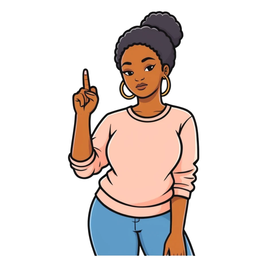 Black woman sticking the middle finger sticker