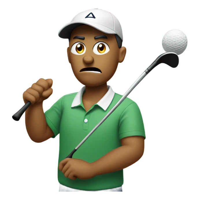 Golfer emoji with angry face  sticker