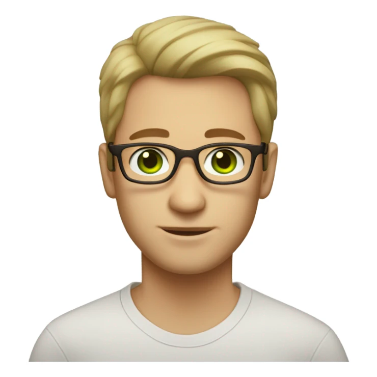 light skinned Caucasian male, green eyes, brown glasses and light stubble sticker