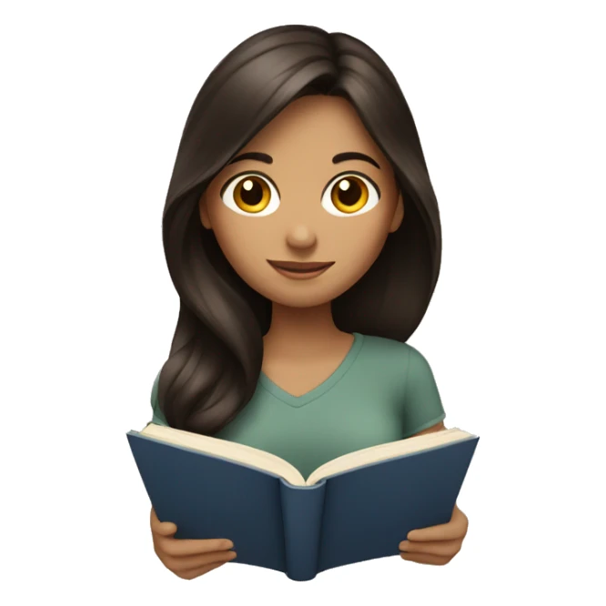 Brunette girl reading a book sticker