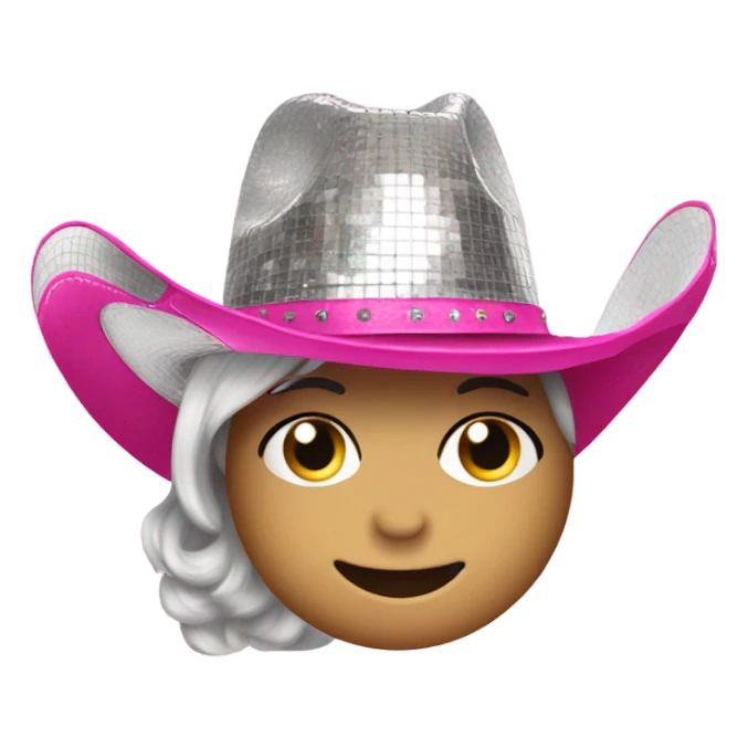 Silver Disco ball wearing pink cowgirl hat  sticker