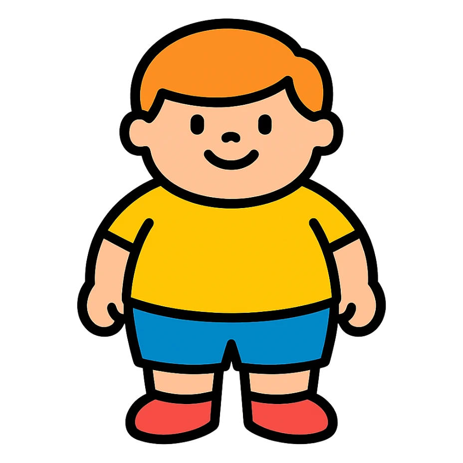 color outline icon of a big boy character sticker