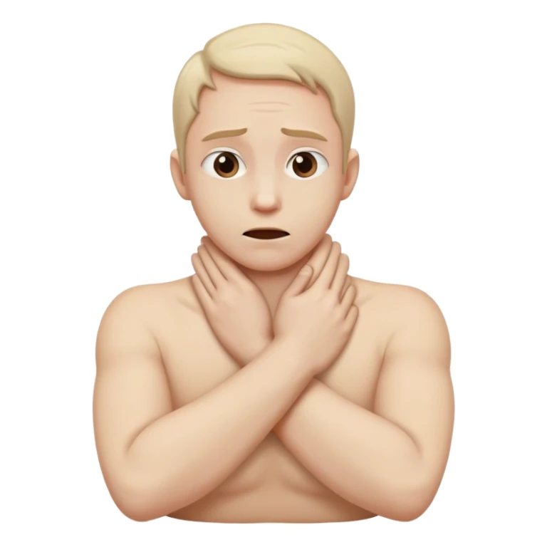 a twitching face and hands crossed over the neck as if being choked! sticker