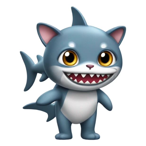 Adorable big eyed cat wearing a shark costume sticker