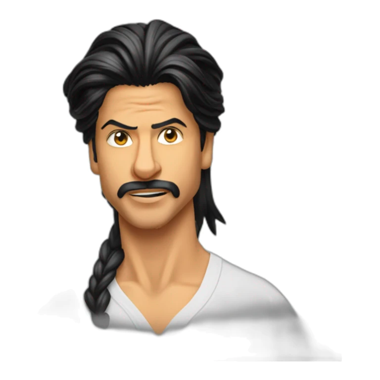 shahrukh khan long hairs tied back sticker