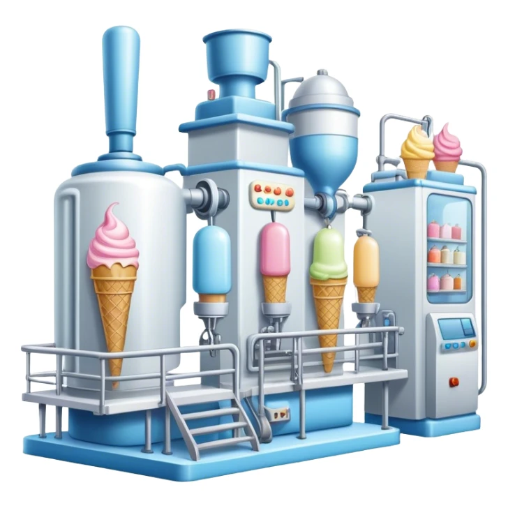 Ice cream factory with machines and production lines sticker