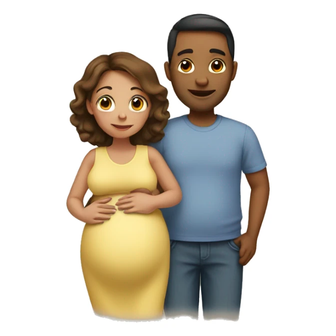 A pregnant woman with her husband  sticker