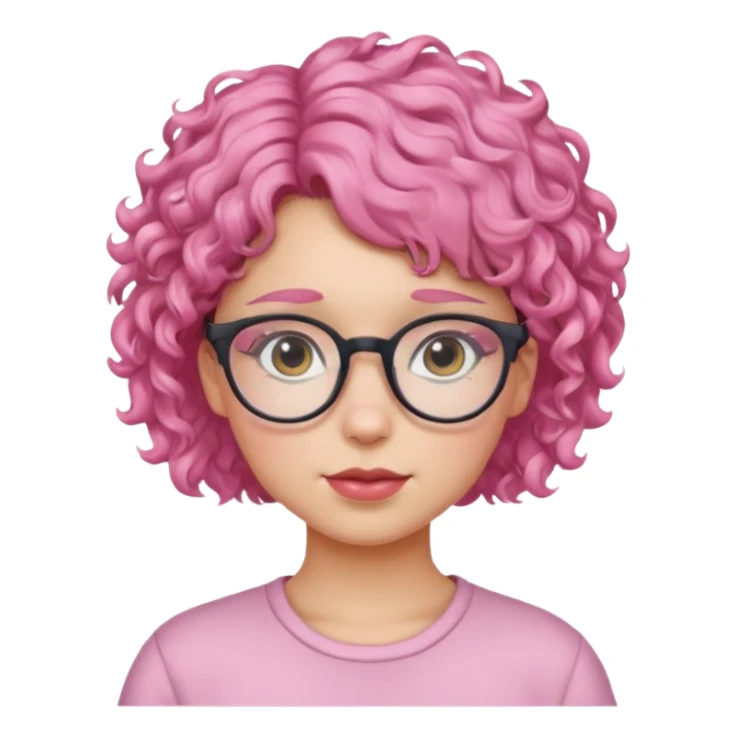 girl with glasses and curly pink short hair sticker