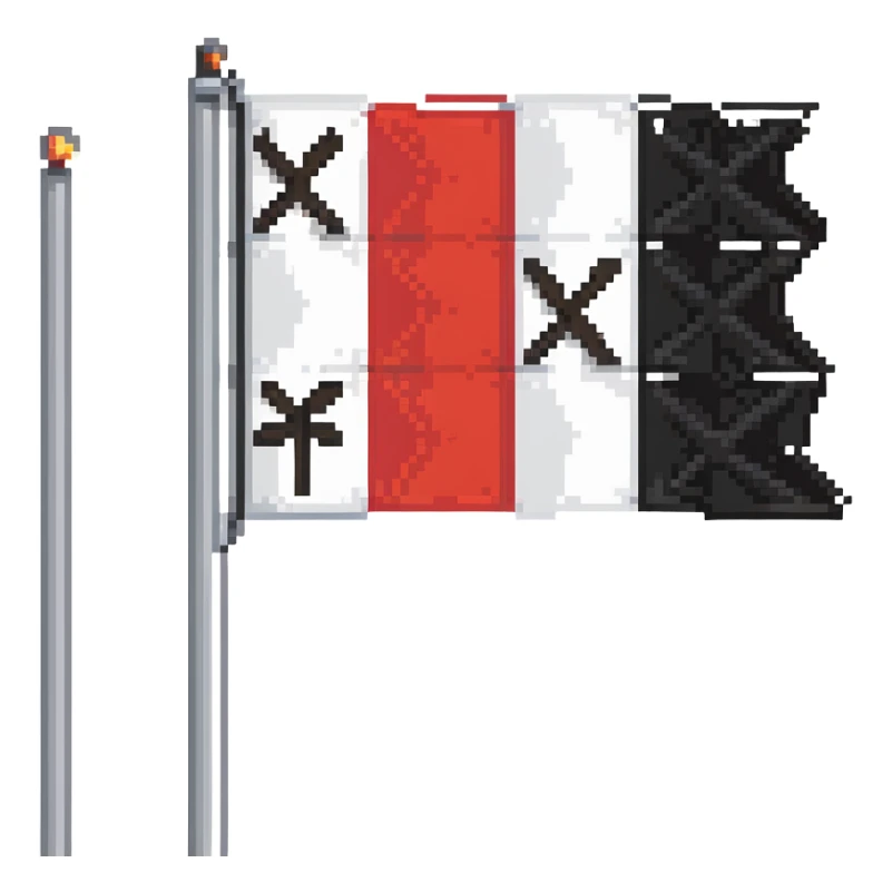 Flag of Amsterdam with three white X symbols on a red and black banner sticker