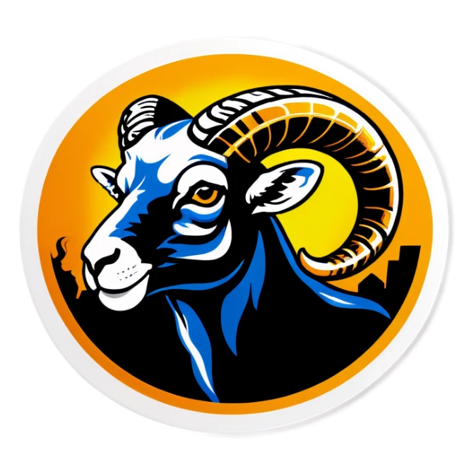 Big Black ram sun glasses head smoking cigar left side wearing ring on the horn  sticker