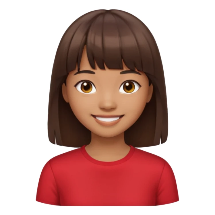 Brown-skinned Asian girl with straight brown hair and bangs  sticker