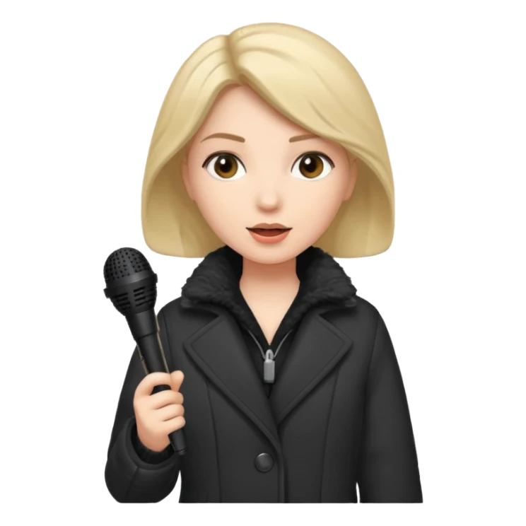 woman with winter clothes holding microphone sticker