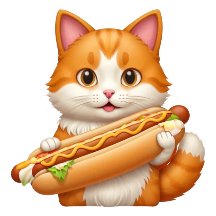 A cat holding a hot dog  sticker