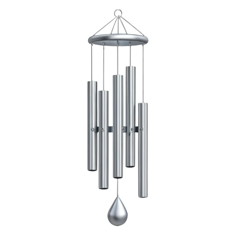 metal wind chime hanging with small tubes, sticker