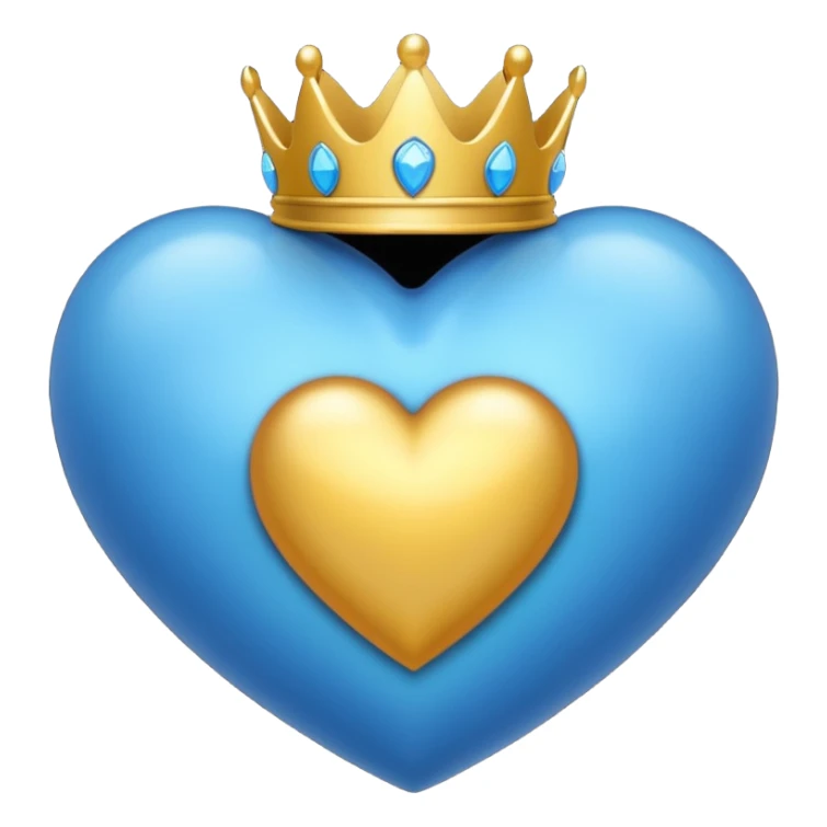 Un emoji de corazón azul con alas y una corona sticker
