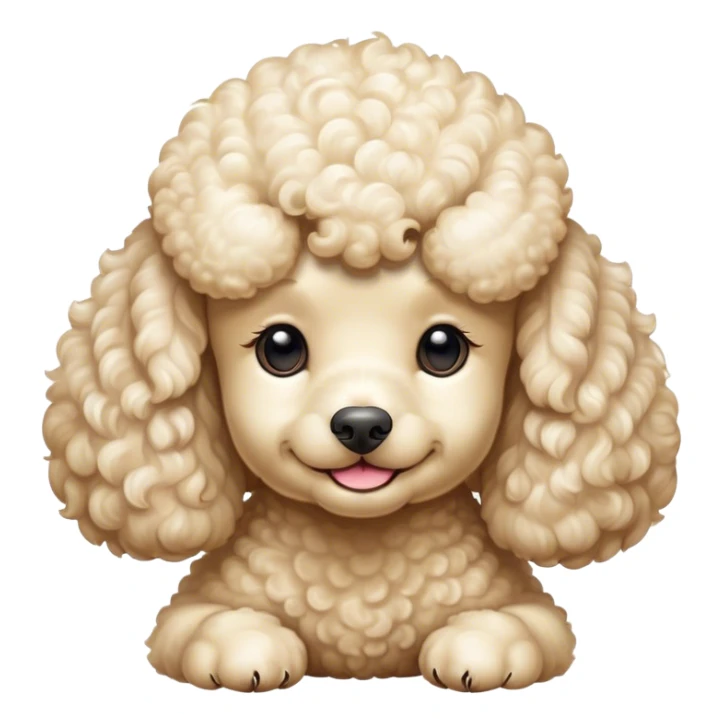 Meme-Worthy Cute Sleeping Cream Poodle Portrait Emoji, Head resting peacefully with a contented smile, showcasing a delightfully elegant build and a luxuriously soft, curly cream Fur, eyes shut in a serene nap, Simplified yet hilariously adorable features, highly detailed, glowing with a soft, drowsy light, high shine, relaxed and utterly lovable, stylized with an air of playful laziness, bright and heartwarming, soft glowing outline, capturing the essence of a comically sleepy companion, so meme-worthy it feels like it could instantly become the next viral sensation of adorable slumber! sticker