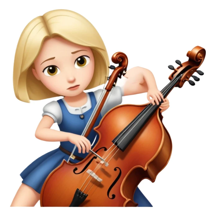 Girl playing contrabass correctly sticker