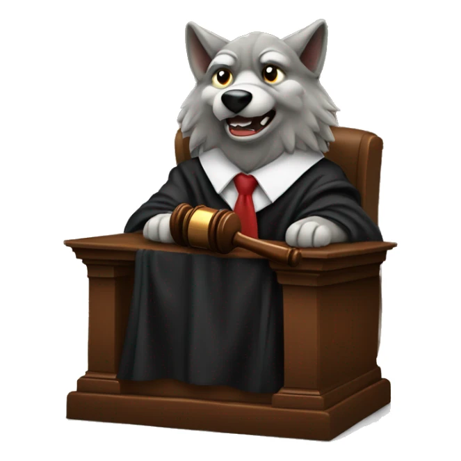 wolf  judge with gavel in court sticker
