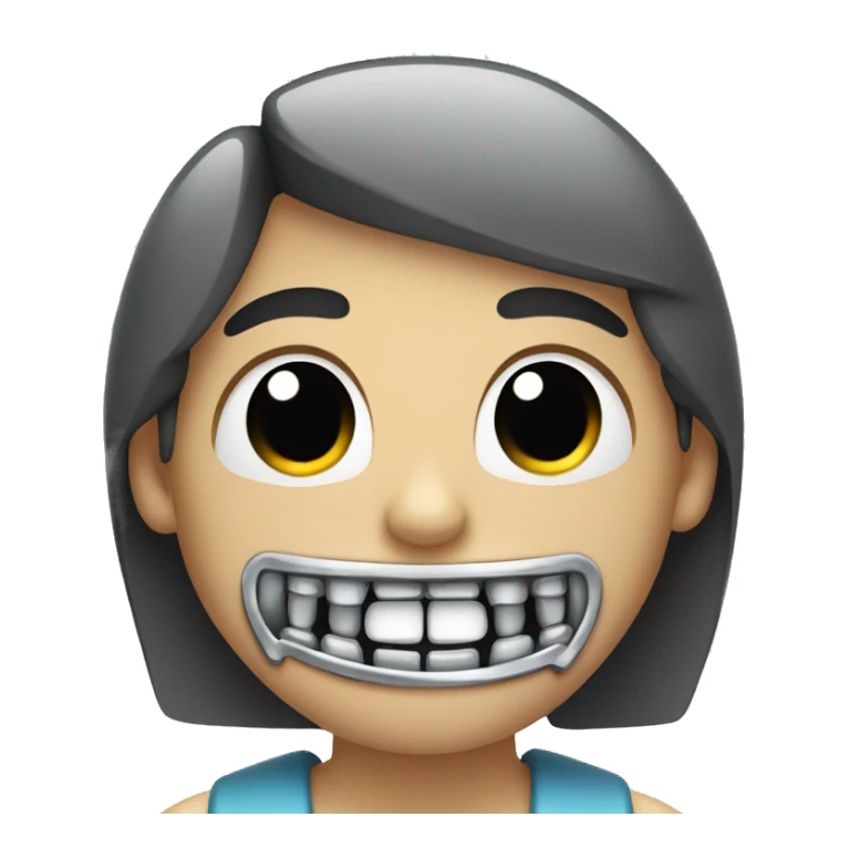 person with metal braces on teeth sticker