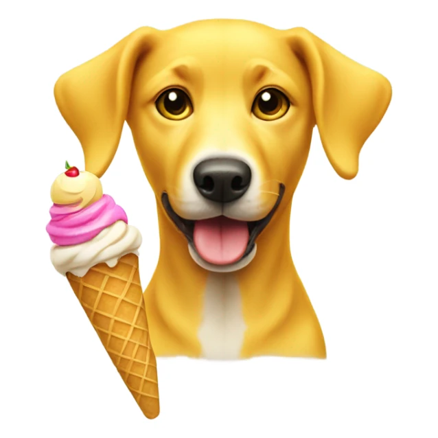 bright yellow dog with an ice cream  sticker