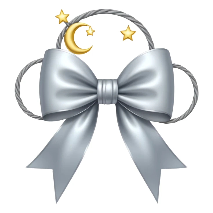 Elegant silver bow with glowing string, crescent-moon motifs. sticker