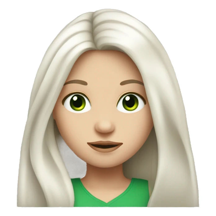 white long haired brunette girl with green eyes sticker