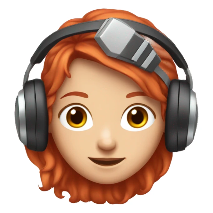 redhead girl with pink gamer headset sticker