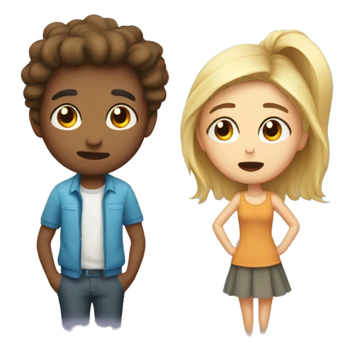 disappointed girl and happy boy in love sticker