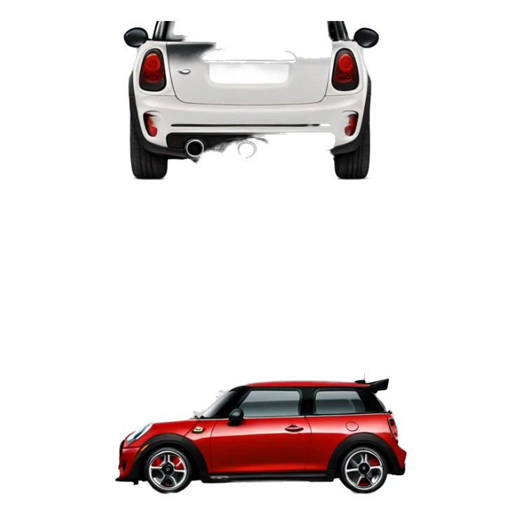 Red mini cooper John Cooper works edition with black rims sticker