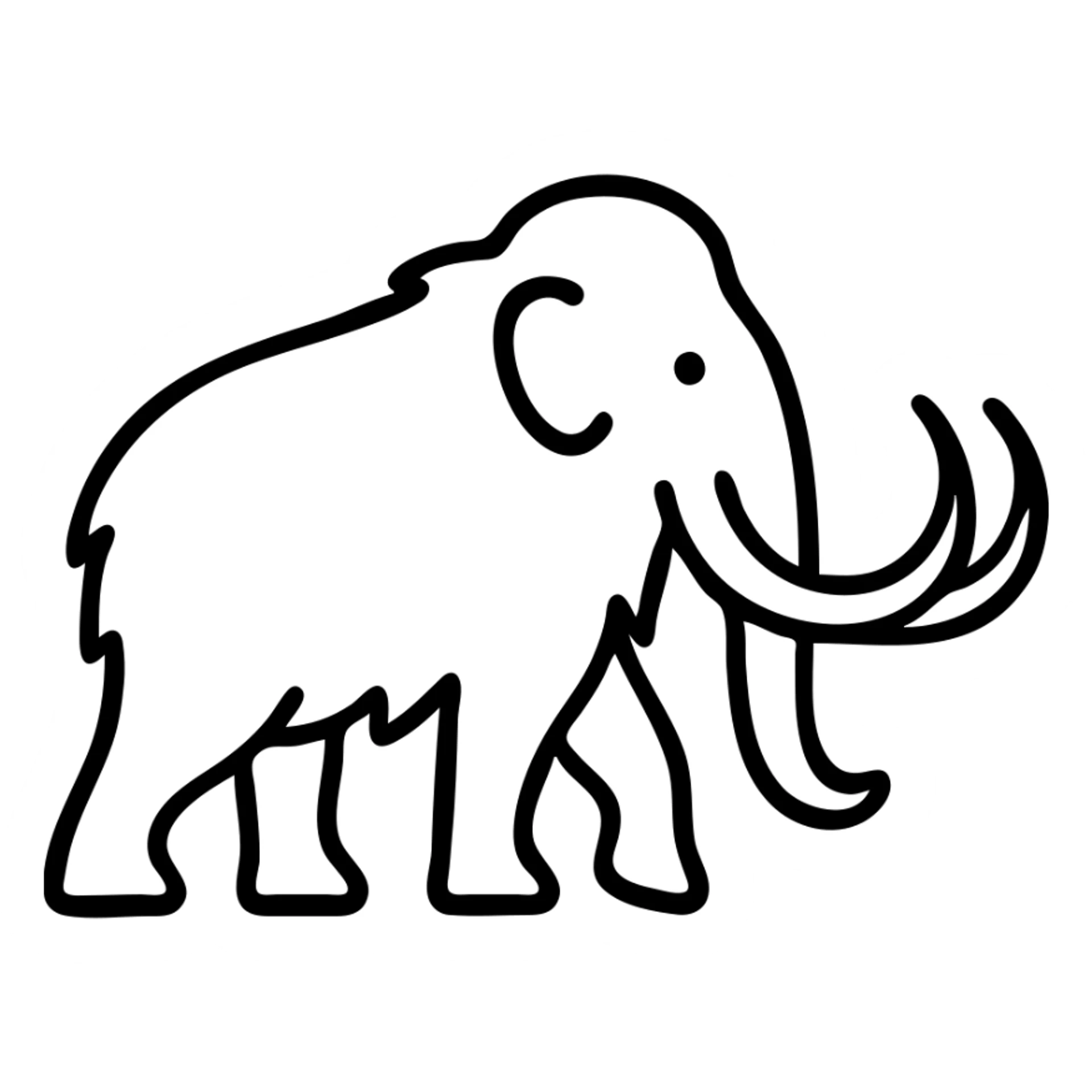 Woolly mammoth with long curved tusks and shaggy fur, profile view sticker