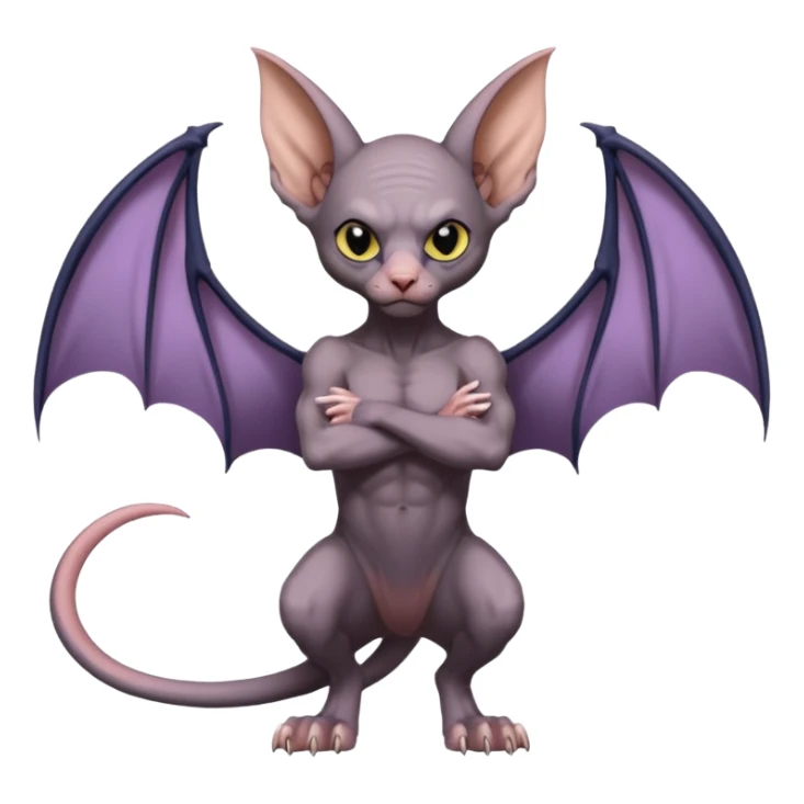 Swoobat-Noibat-Sphynx-Lykoi-fusion, full body sticker