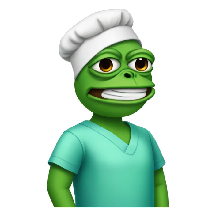 Cartoon Pepe wearing surgeon clothes sticker