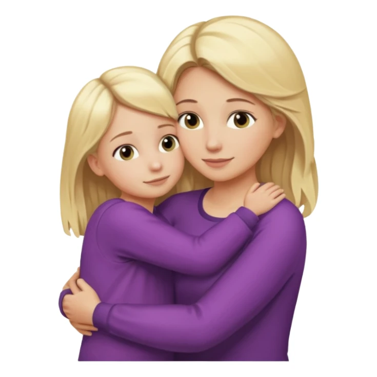 Mom with blond hair hugging kid daughter with blonde hsir sticker