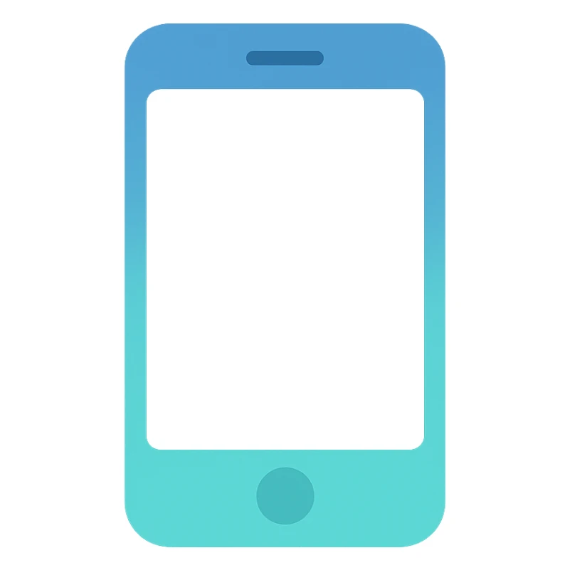 Smartphone icon, flat emoji style, outline with blue and turquoise colors, white background sticker