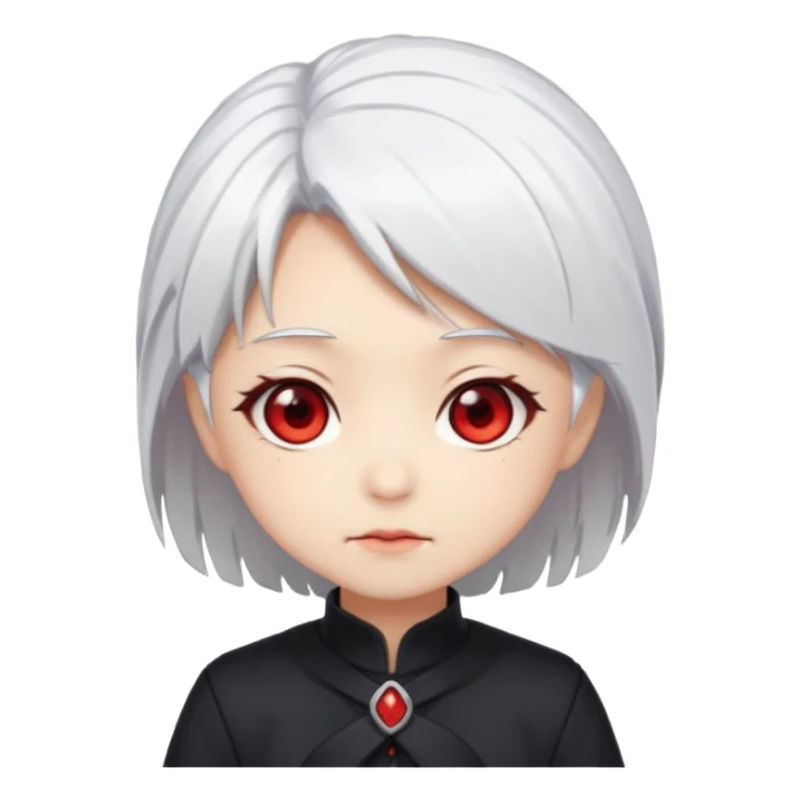 Anime, chibi, white hair, girl, red eyes sticker