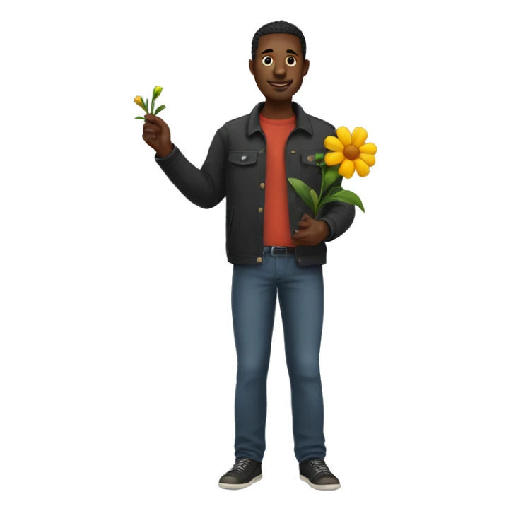 black man with a flower in his hand sticker