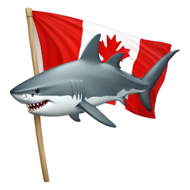 great white shark holding a canadian flag  sticker