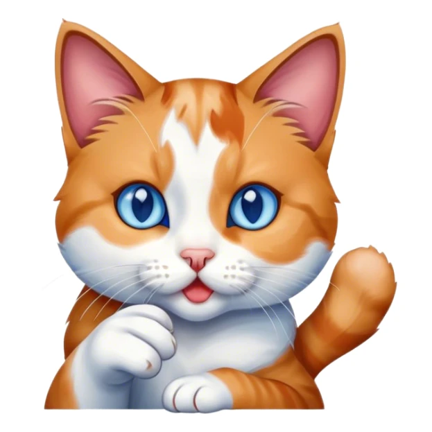 Cat with blue eyes licking its hand  sticker