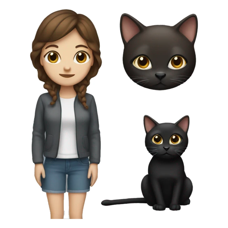 Brown haired woman with a black cat sticker