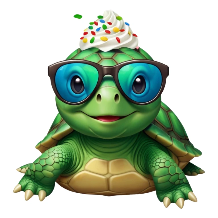Turtle waving that has sunglasses and is eating a Dairy Queen confetti blizzard sticker