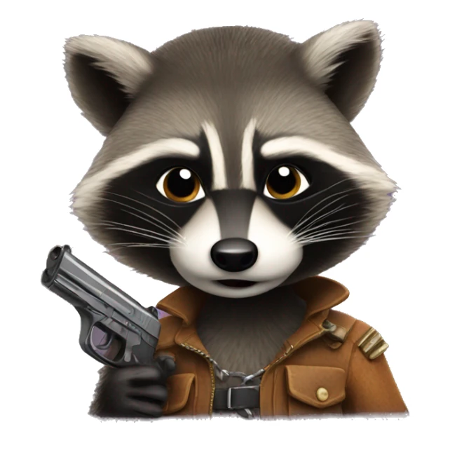 Raccoon with pistol sticker