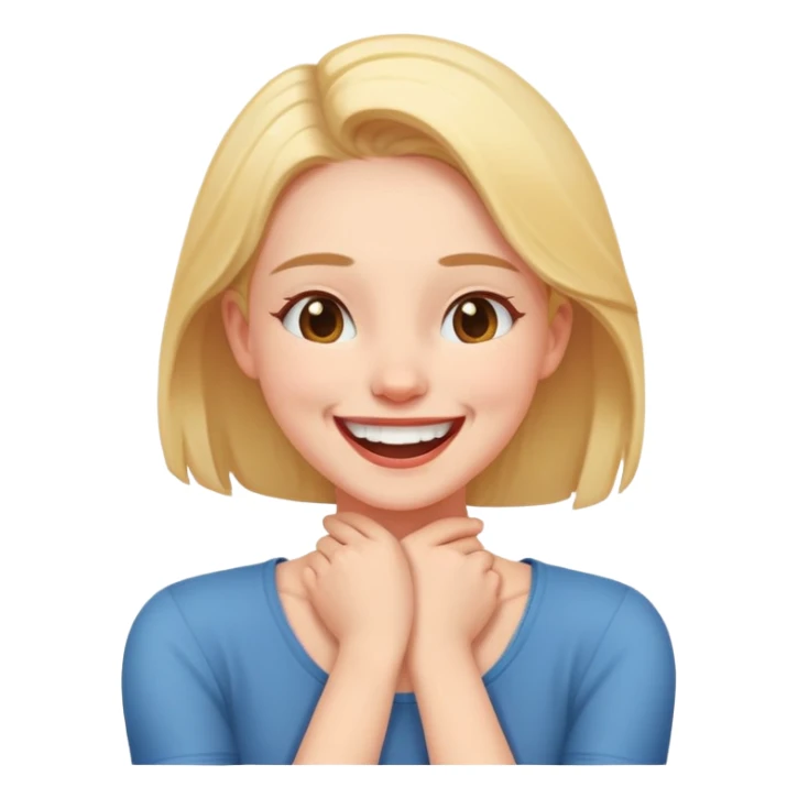 a girl laughing with arms crossed on neck sticker