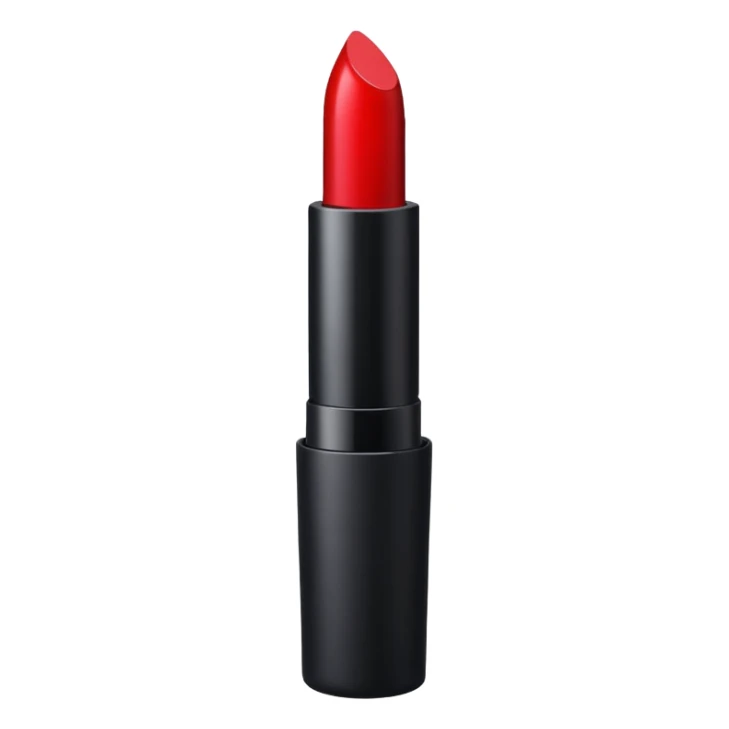 A sleek matte-red lipstick in a black metal tube. sticker