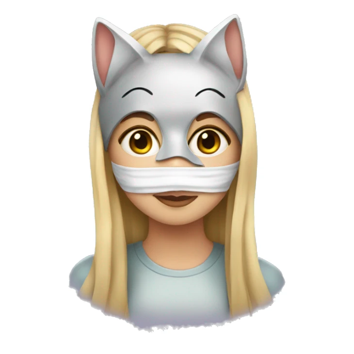 Girl with cat mask on sticker