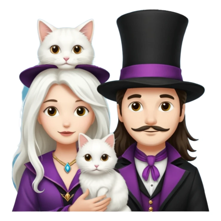 Lonfmagician couple and their pet cat sticker