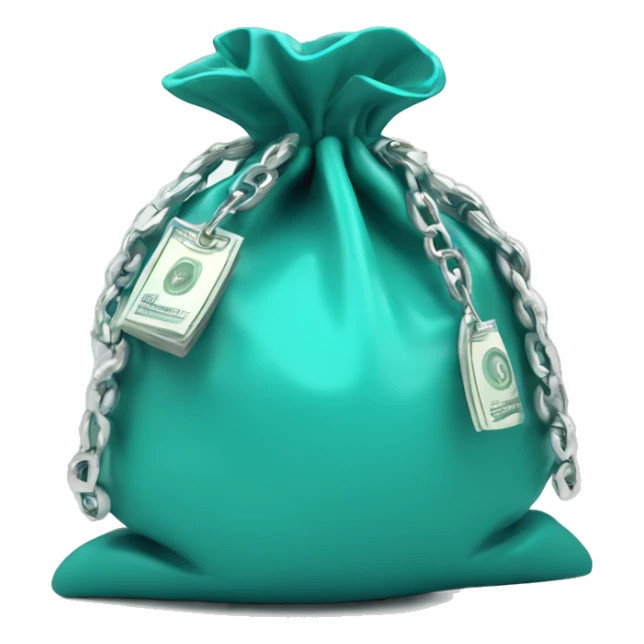 money bag with silver detail turquoise  sticker