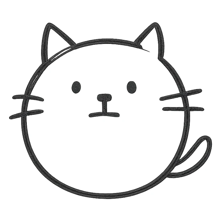 Round cat, neutral expression sticker