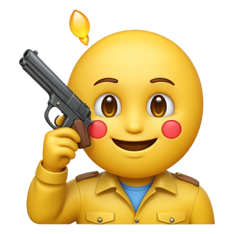 It should look like the standard smiling emoji which is ironically holding a gun pointed to his head/face so that it looks like he wanted to shoot himself ( this is ironically and it should show that i could shoot me in the head because its so embarrassing) sticker